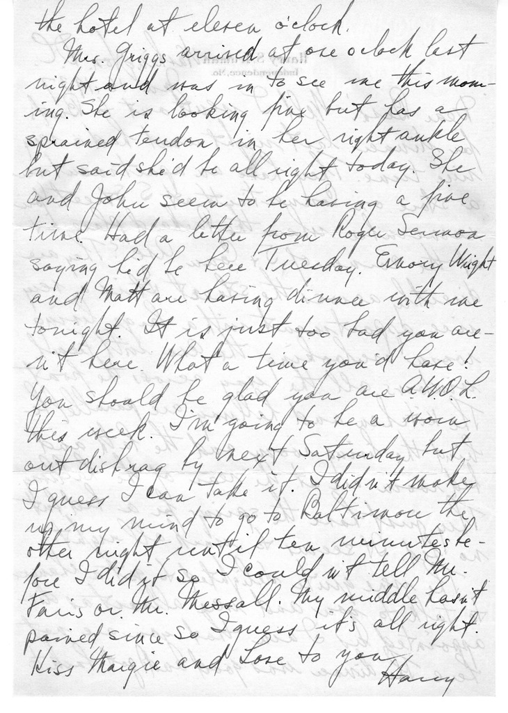 Letter from Harry S. Truman to Bess W. Truman