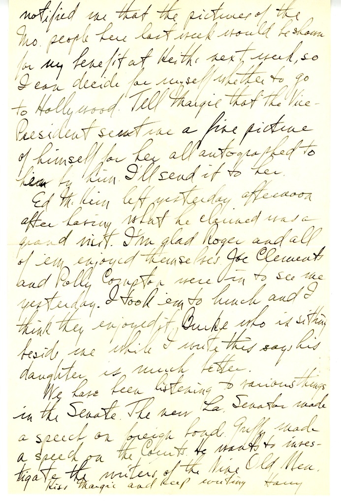 Letter from Harry S. Truman to Bess W. Truman