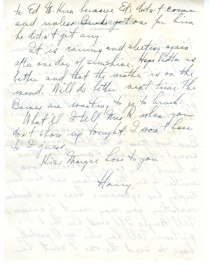 Letter from Harry S. Truman to Bess W. Truman