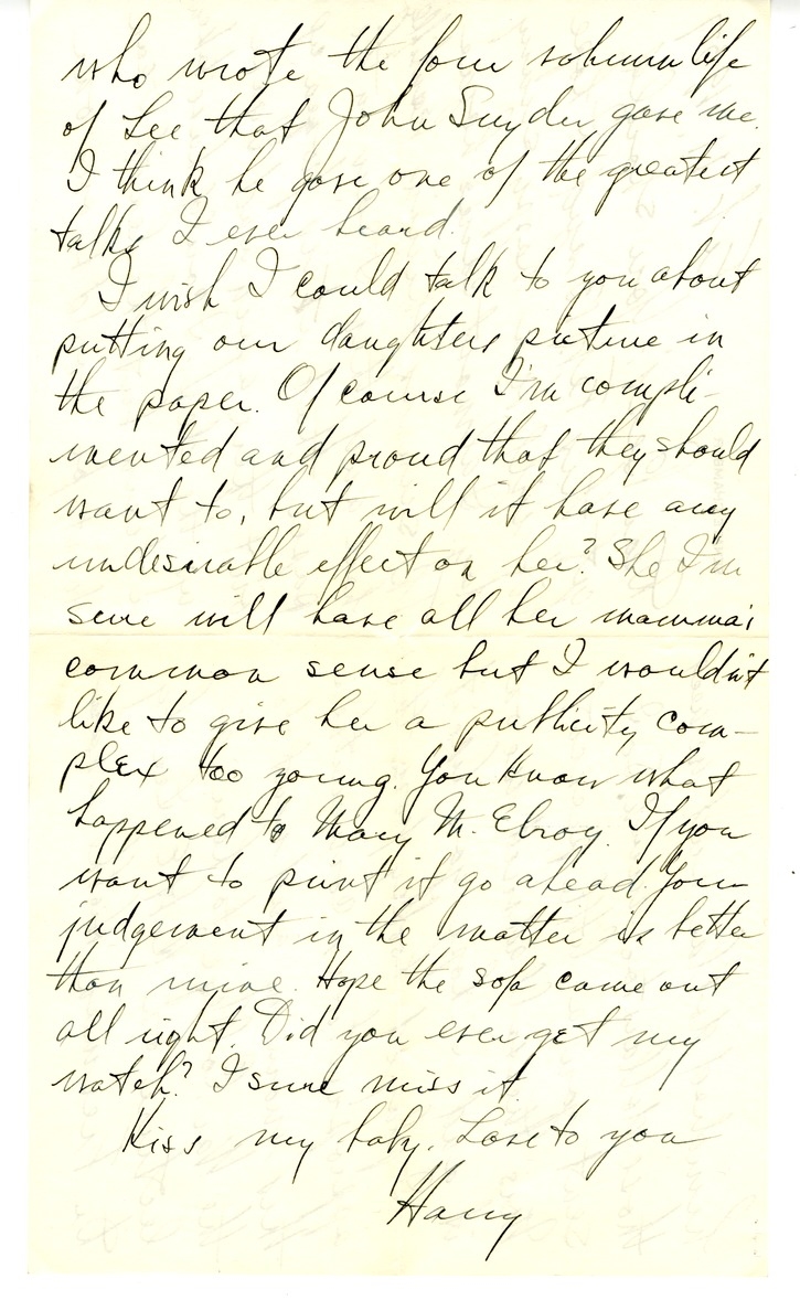 Letter from Harry S. Truman to Bess W. Truman
