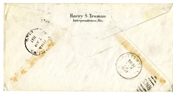 Letter from Harry S. Truman to Bess W. Truman