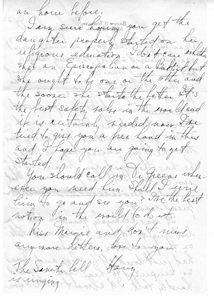 Letter from Harry S. Truman to Bess W. Truman