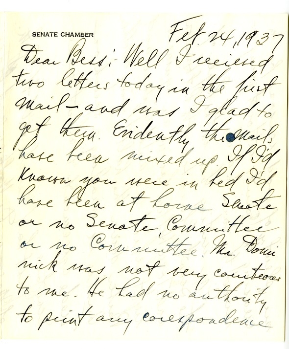 Letter from Harry S. Truman to Bess W. Truman