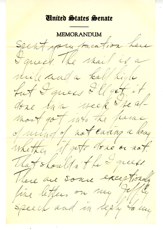 Letter from Harry S. Truman to Bess W. Truman