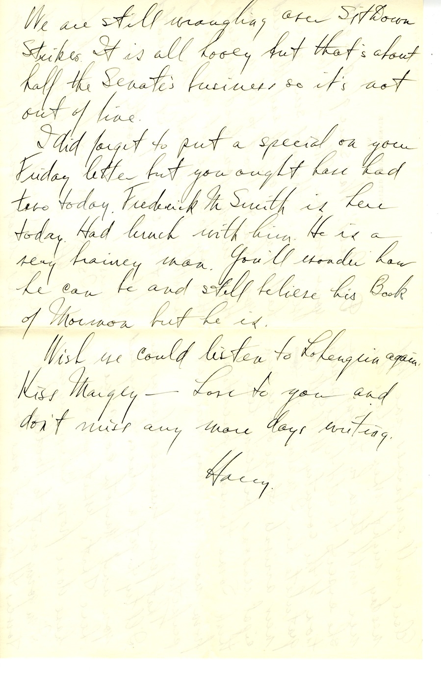 Letter from Harry S. Truman to Bess W. Truman