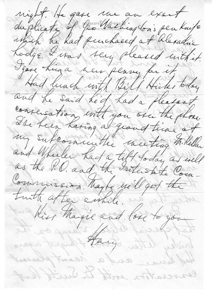 Letter from Harry S. Truman to Bess W. Truman