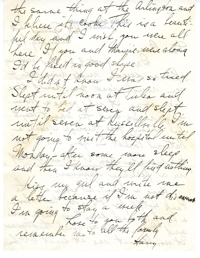 Letter from Harry S. Truman to Bess W. Truman