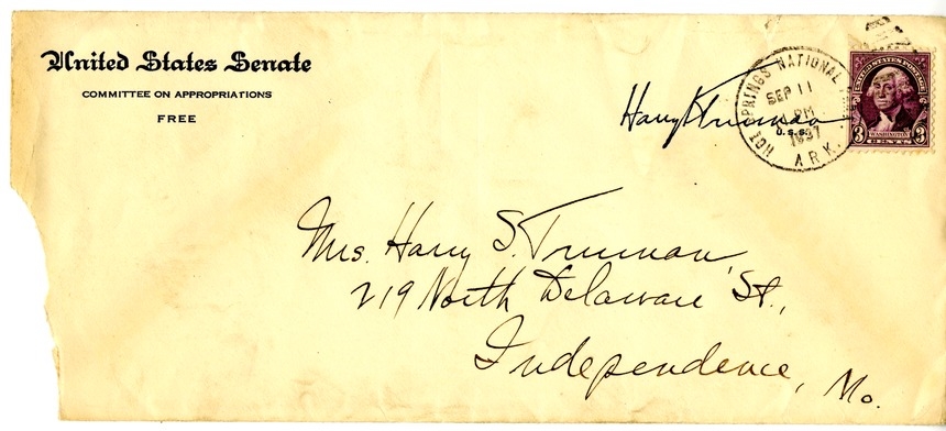 Letter from Harry S. Truman to Bess W. Truman