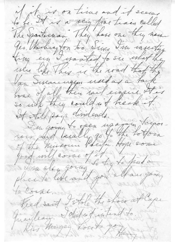 Letter from Harry S. Truman to Bess W. Truman