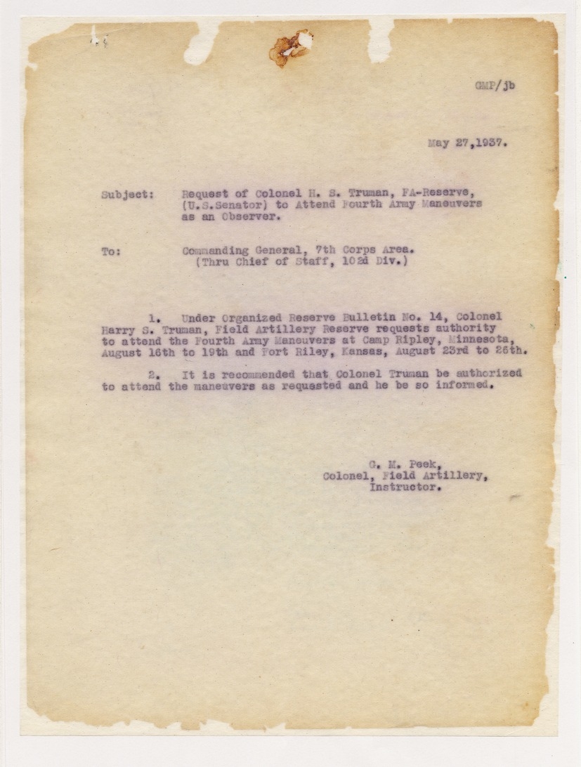 Correspondence Between Colonel G. M. Peek and Colonel C. H. Muller
