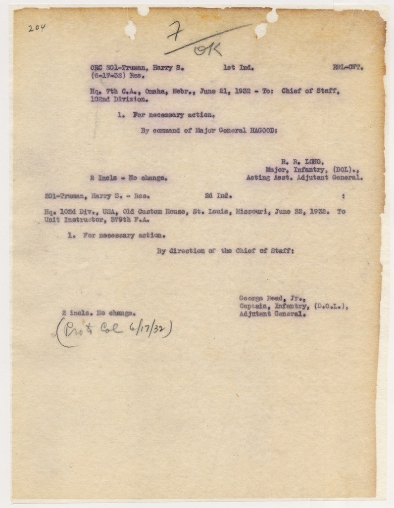 Correspondence Between Major R. R. Long and Captain George Read