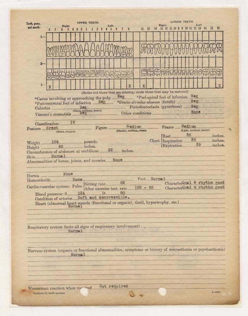 Report of Physical Examination for Harry S. Truman