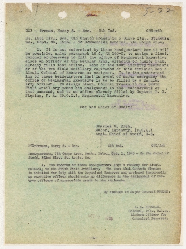 Correspondence Between Major Charles H. Rich and Colonel L M. Nuttman