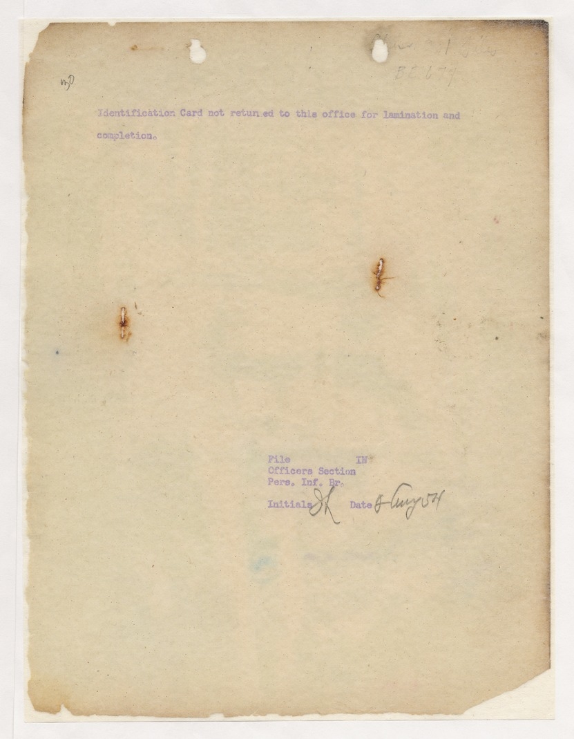 Note Regarding Identification Card for Harry S. Truman