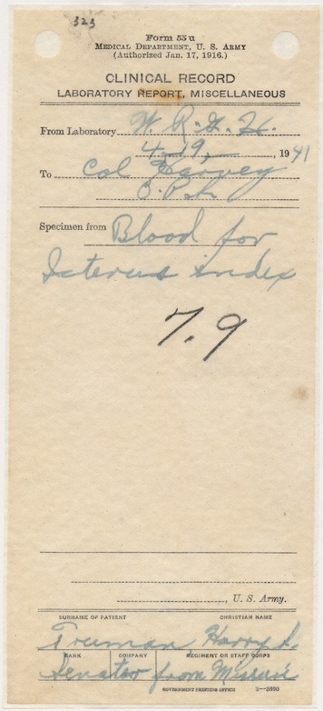 Clinical Record Reports for Senator Harry S. Truman