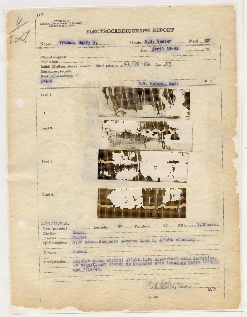 Electrocardiograph Report for Senator Harry S. Truman