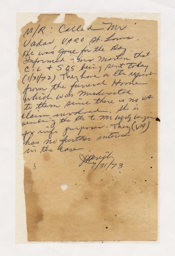 Handwritten Note Regarding Death of Former President Harry S. Truman