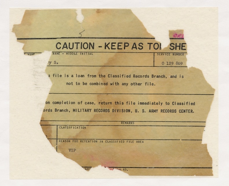 Classified Records Cover Page