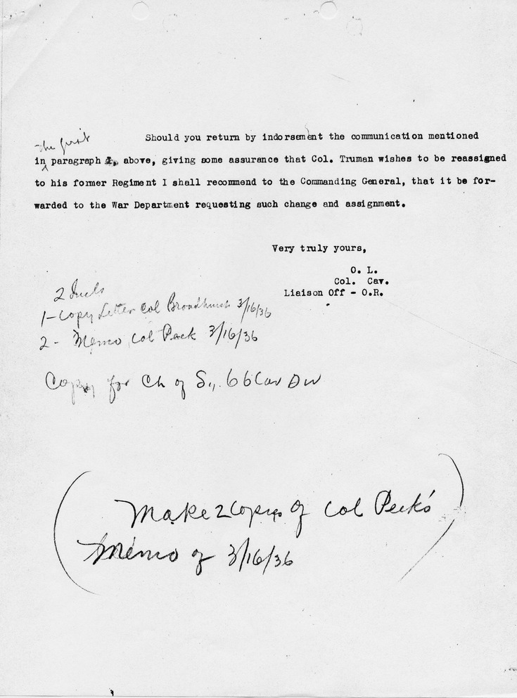 Letter from Colonel Osmun Latrobe to Colonel Muller