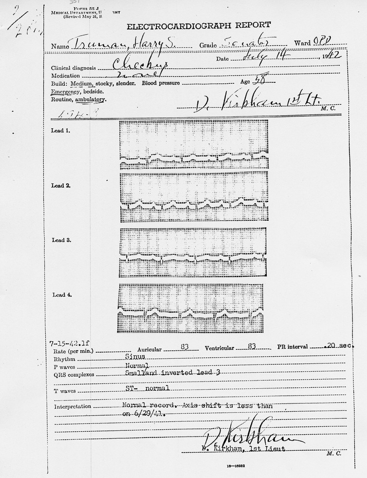 Electroencephalographic Report for Harry S. Truman