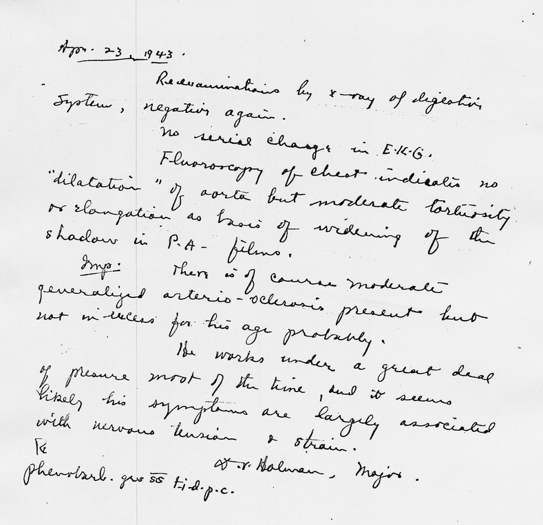 Handwritten Examination Notes by Major D. V. Holman for Senator Harry S. Truman