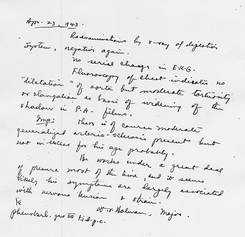 Handwritten Examination Notes by Major D. V. Holman for Senator Harry S. Truman