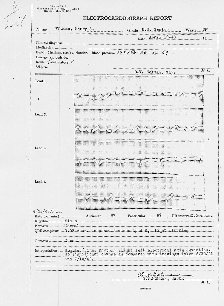 Electrocardiographic Report for Harry S. Truman