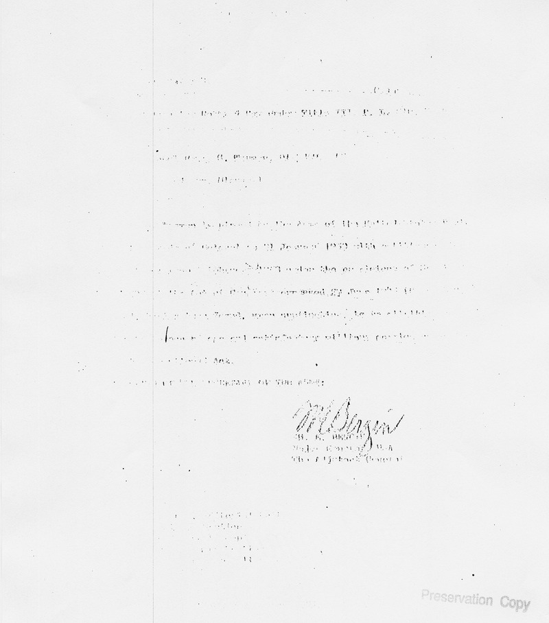 Memorandum from Major General William E. Bergin to Unknown Recipient