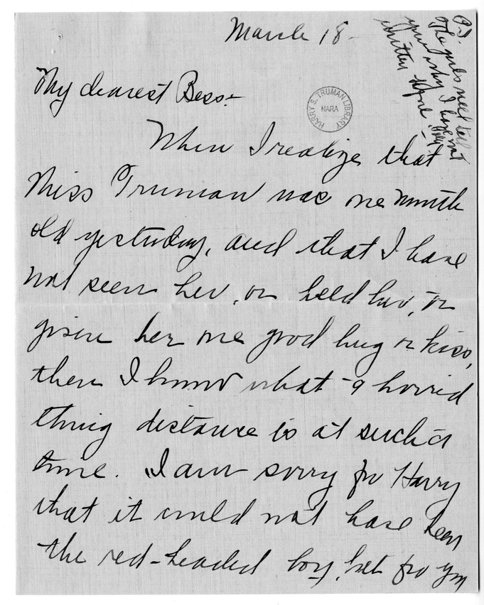 Letter from Mrs. Benjamin E. Bess to Bess W. Truman