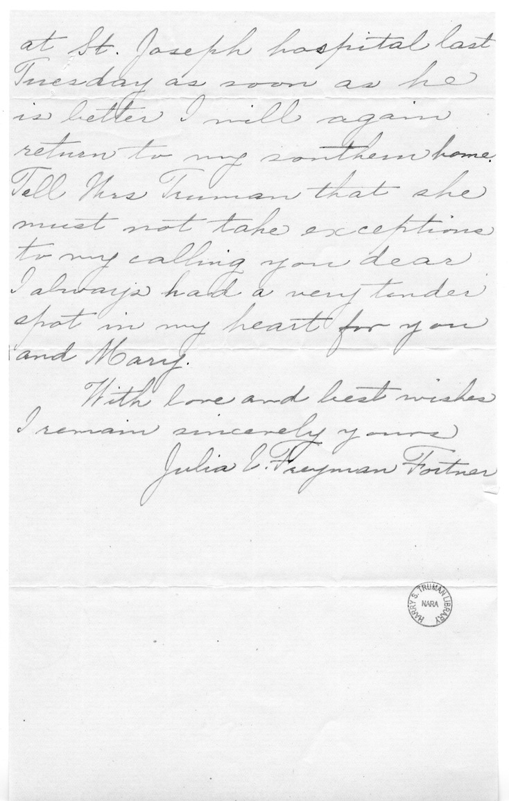 Letter from Julia F. Fortner to Harry S.  Truman