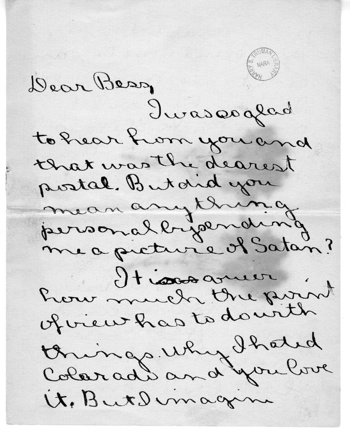 Letter from Mary Paxton to Bess Wallace