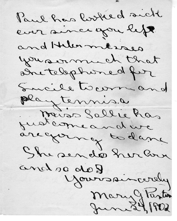 Letter from Mary Paxton to Bess Wallace