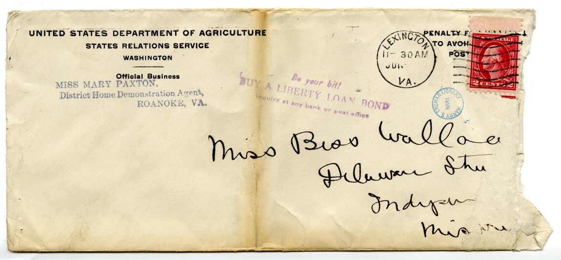 Letter from Mary Paxton to Bess Wallace
