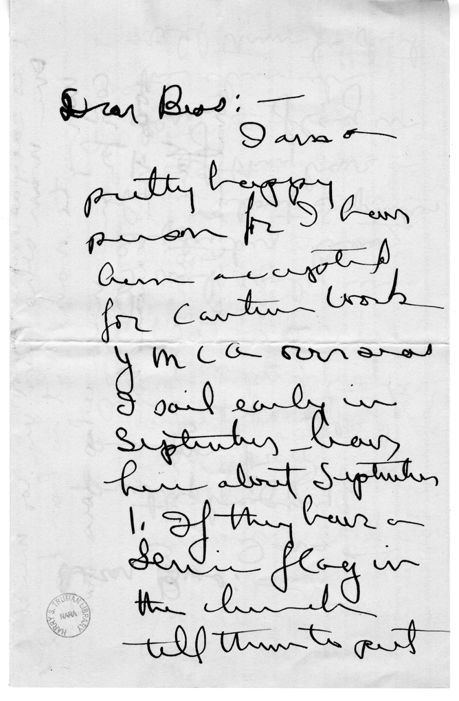 Letter from Mary Paxton to Bess Wallace