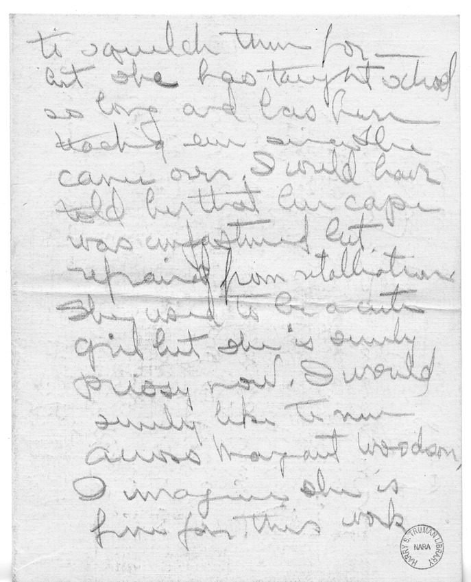 Letter from Mary Paxton to Bess Wallace