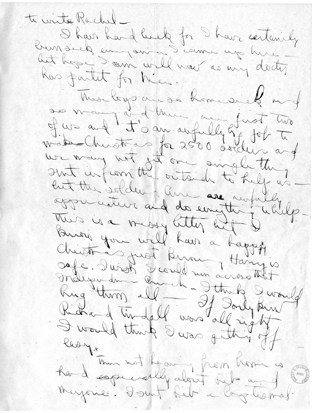Letter from Mary Paxton to Bess Wallace