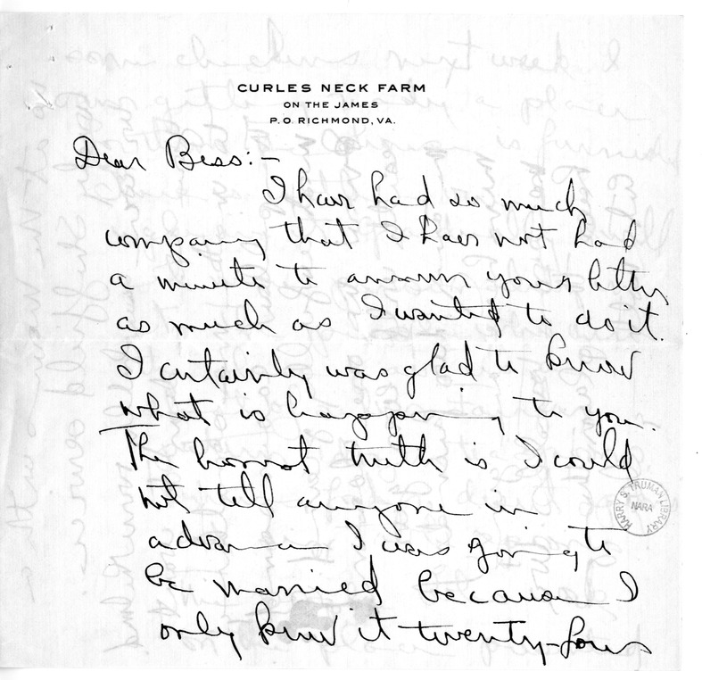 Letter from Mary Paxton Keeley to Bess W. Truman