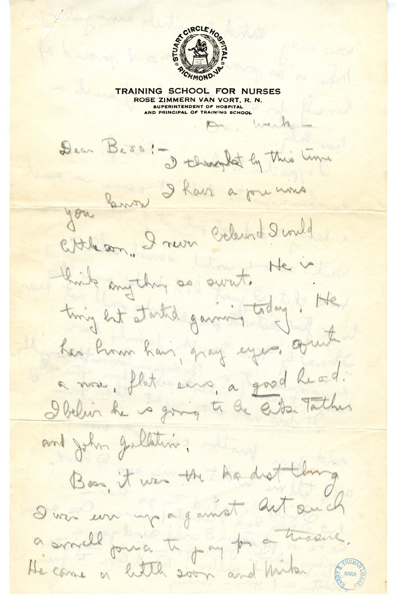 Letter from Mary Paxton Keeley to Bess W. Truman