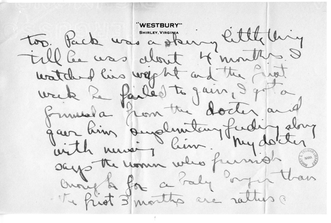 Letter from Mary Paxton Keeley to Bess W. Truman