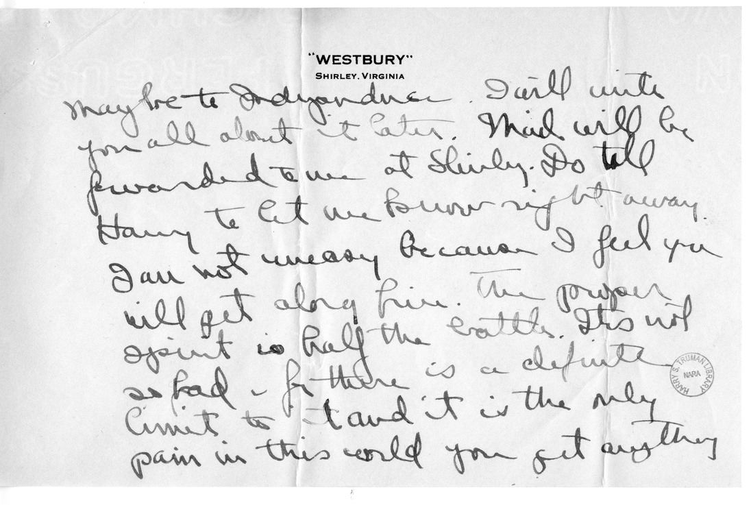 Letter from Mary Paxton Keeley to Bess W. Truman