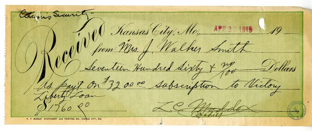 Fundraising Records for Liberty Loan, with Related Material