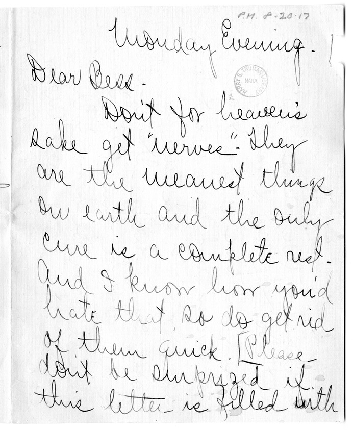 Letter from Arry Mayer to Bess Wallace