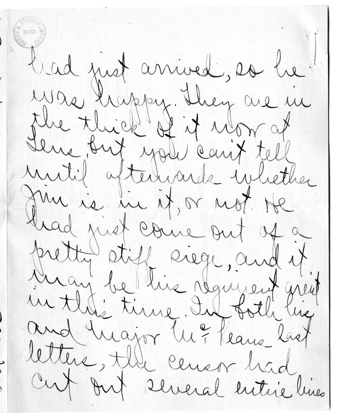 Letter from Arry Mayer to Bess Wallace