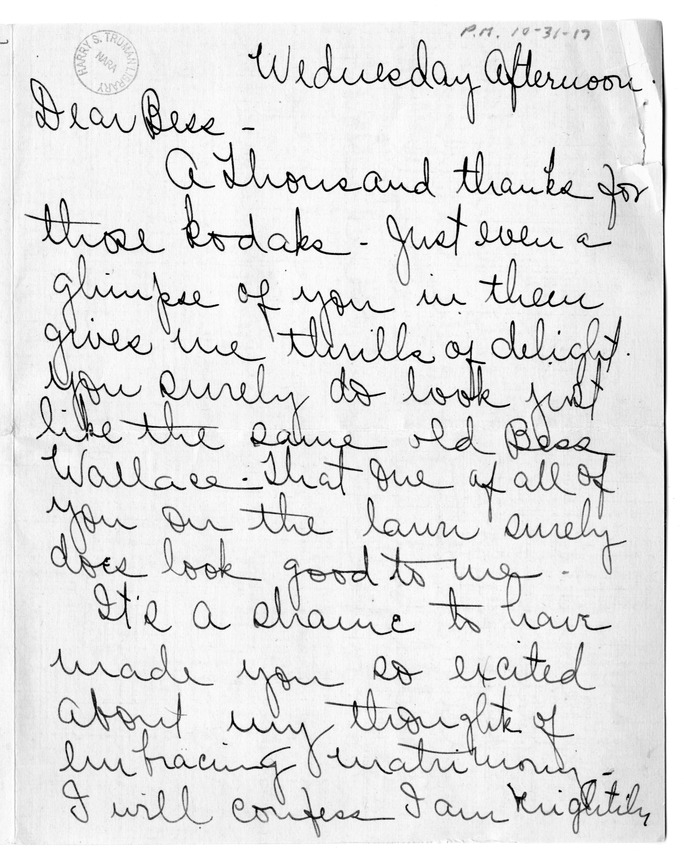 Letter from Arry Mayer to Bess Wallace