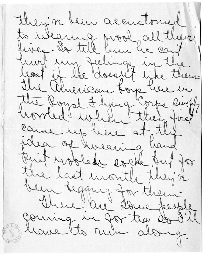 Letter from Arry Mayer to Bess Wallace