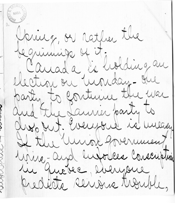 Letter from Arry Mayer to Bess Wallace