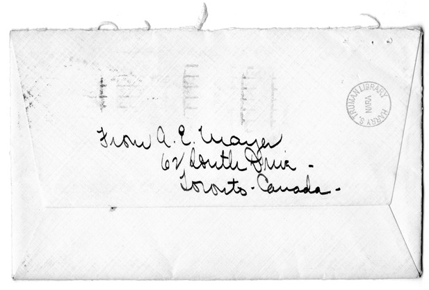 Letter from Arry Mayer to Bess Wallace