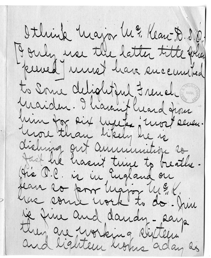 Letter from Arry Mayer to Bess Wallace