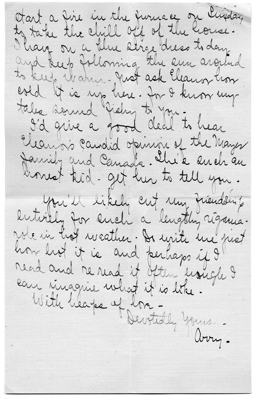 Letter from Arry Mayer to Bess Wallace