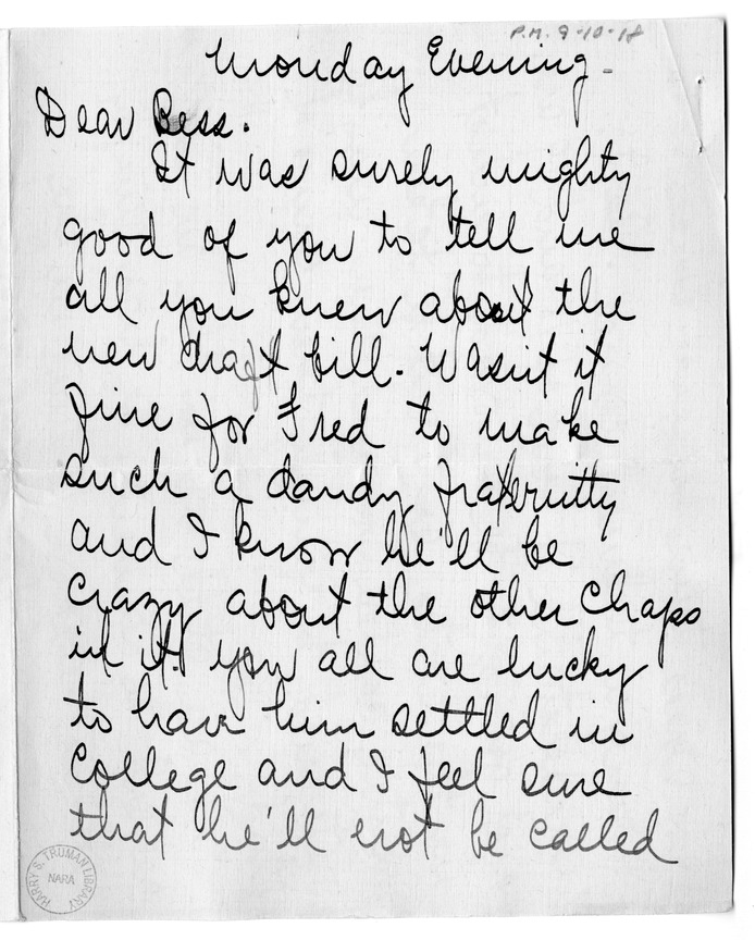 Letter from Arry Mayer to Bess Wallace